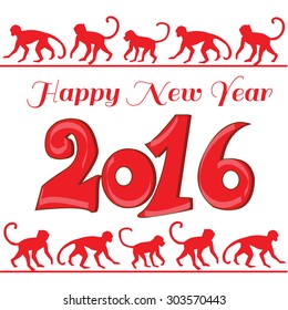 "Happy new year 2016 with the monkey" for design