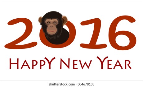 Happy new year 2016. Year Of The Monkey. Vector Illustration. Chinese zodiac year of the monkey design year of the monkey