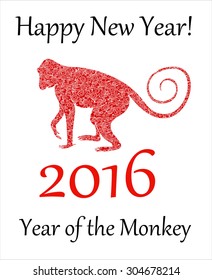 Happy new year 2016. Year Of The Monkey. Vector Illustration. Chinese zodiac year of the monkey design year of the monkey