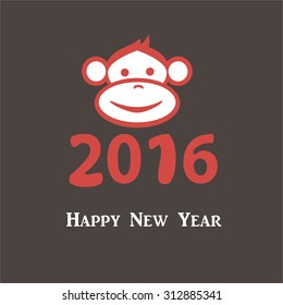 Happy new year 2016. Year Of The Monkey. Vector 