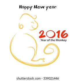 Happy new year 2016. Year Of The Monkey. Vector Illustration
