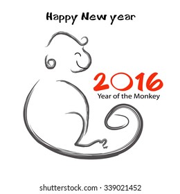 Happy new year 2016. Year Of The Monkey. Vector Illustration
