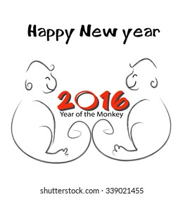 Happy new year 2016. Year Of The Monkey. Vector Illustration
