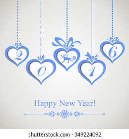 Happy new year 2016! Year Of The Monkey Vector Illustration 