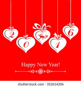 Happy new year 2016! Year Of The Monkey. Vector Illustration 