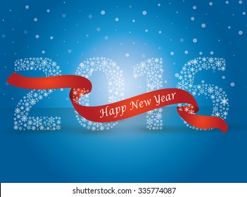 Happy new year 2016, the number made with flakes wrapped in red tape. Vector eps 10