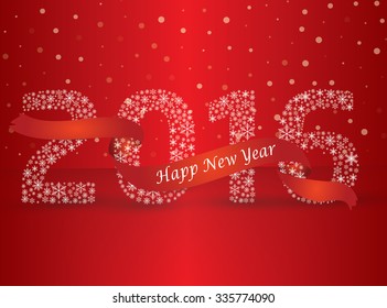 Happy new year 2016, the number made with flakes wrapped in red tape. Vector eps 10