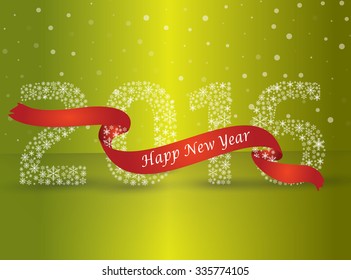 Happy new year 2016, the number made with flakes wrapped in red tape. Vector eps 10