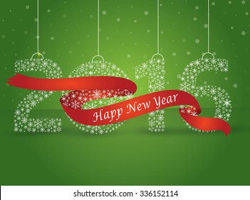 Happy new year 2016, the number made with flakes wrapped in red tape. Vector eps 10
