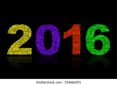 Happy New Year 2016, numbers with lines
