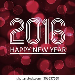 happy new year 2016 on dark bokeh circle background eps10