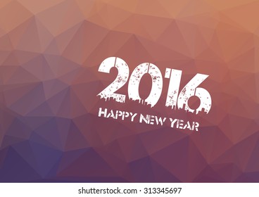 happy new year 2016 on triangle polygon vintage background