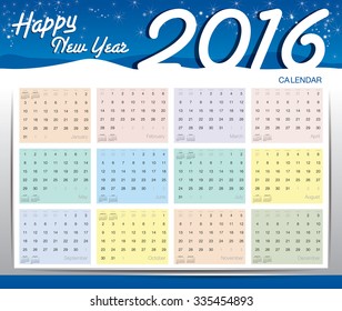 happy new year 2016 on blue background