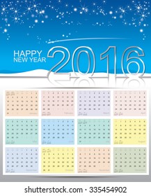 happy new year 2016 on blue background
