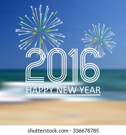 happy new year 2016 on the beach color background eps10