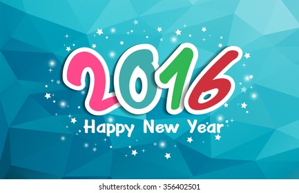 happy new year 2016 on polygon background , vector design element illustration