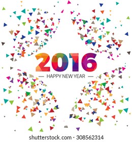 Happy new year 2016 paper text triangle scatter Design