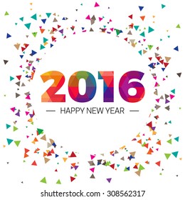 Happy new year 2016 paper text triangular scatter Design