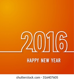 Happy new year 2016 paper postcard. Vector illustration.