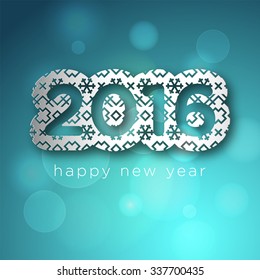 Happy New Year 2016 paper style design with scandinavian pattern style