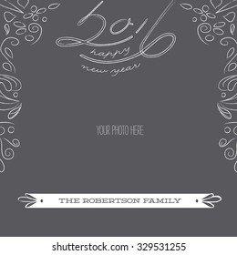 Happy New Year 2016, Photo Greeting Card Template - Vector
