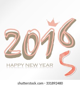 Happy new year 2016 pink with gold crown