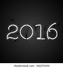 Happy New Year 2016 with Reallistic Neon Light