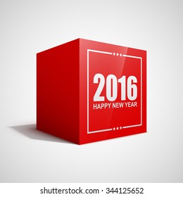 Happy New Year 2016 red cube.