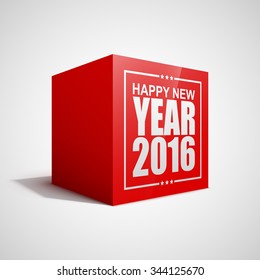 Happy New Year 2016 red cube.