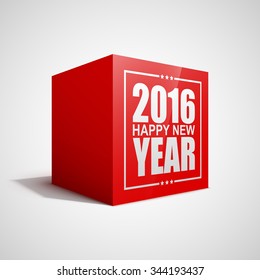 Happy New Year 2016 red cube.