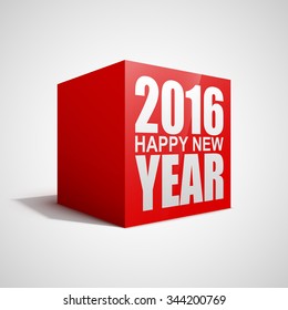 Happy New Year 2016 red cube.