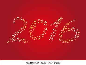 Happy New Year 2016. Red Background. Vector