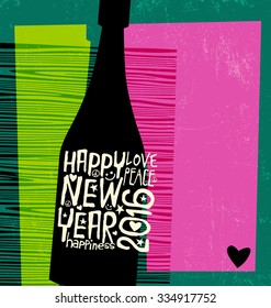Happy New Year 2016 retro design with text space