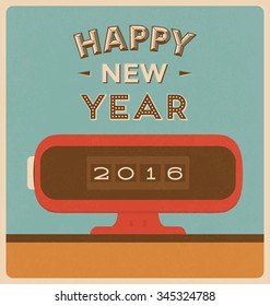 Happy New Year 2016 - Retro Flip Clock Design