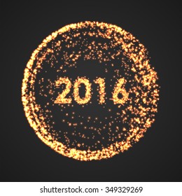 Happy new year 2016 round creative greeting card. Vector EPS10