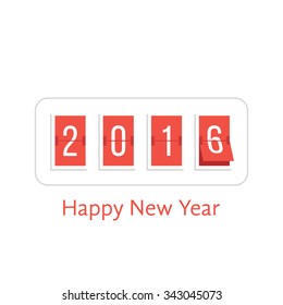 happy new year with 2016 scoreboard. concept of flipboard numerical, celebrate, 2016 year, 2016 calendar template. isolated on white background. flat style trend modern logo design vector illustration