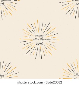 Happy New Year 2016. Seamless pattern. Vintage style. Eps 10. Vector illustration