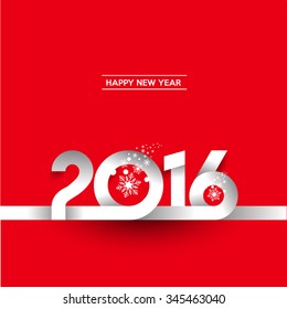 Happy new year 2016 Silver Text Design on Red Background