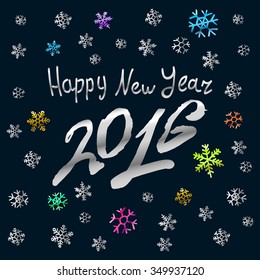 Happy New Year 2016 silver art card, background