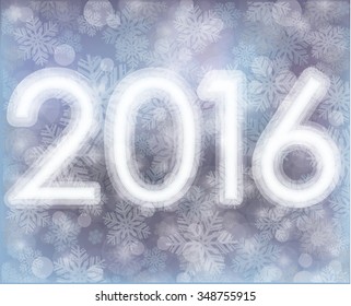 Happy New year 2016 snow background, vector illustration