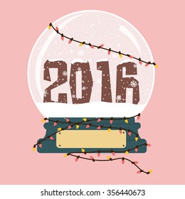 happy new year 2016 at snow globe 