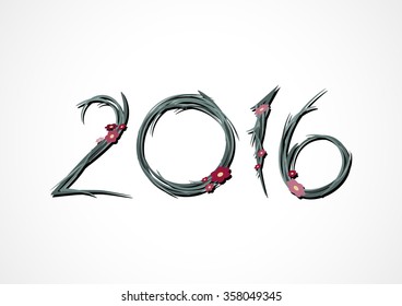 Happy New Year 2016. Spring 2016 front vector illustration