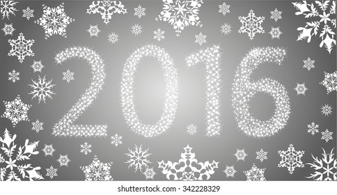 Happy New Year 2016 From Stars With White Snowflakes