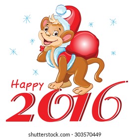 "Happy New Year 2016, symbol monkey" for design