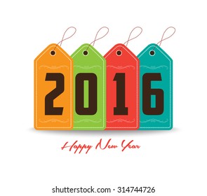 Happy new year 2016 with tag colorful