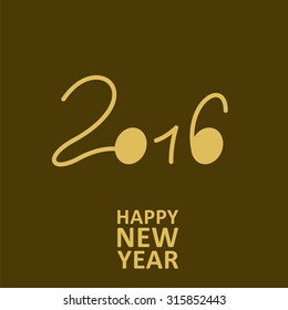 Happy new year 2016 Text Design for your dinner invitations, festive posters, restaurant menu cover, book cover,promotional greetings cards. Vector illustration.