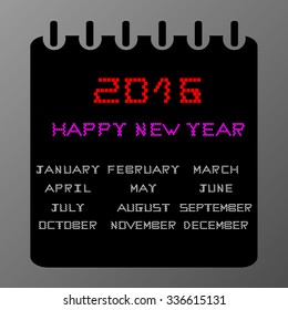 Happy new year 2016. Text Design.