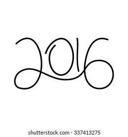 Happy new year 2016 text design on the white background