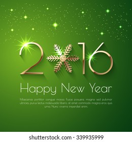 Happy New Year 2016 text design. Vector greeting illustration with golden numbers