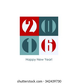 Happy new year 2016 text design. Vector illustration.